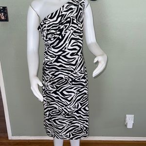 Zebra striped asymmetrical dress